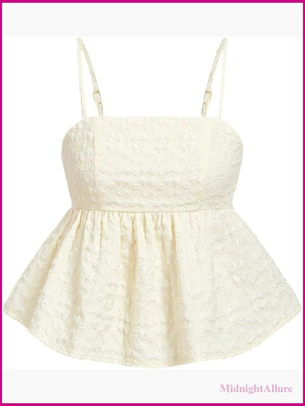Source Unknown Cream Embroidered Peplum Cami